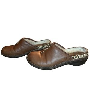UGG Australia Kohala Leather Clogs Mules Brown Shearling Lined 8 Gorpcore Boho